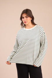 FOX פלאס נשים חולצה חולצה עם פסים| PLUS SIZE חולצה עם פסים| PLUS SIZE