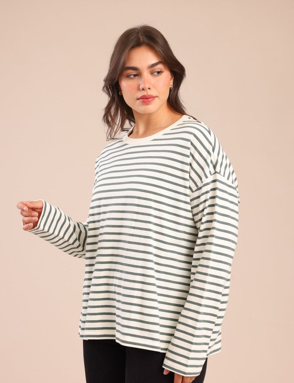 FOX פלאס נשים חולצה חולצה עם פסים| PLUS SIZE חולצה עם פסים| PLUS SIZE