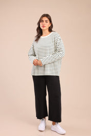 FOX פלאס נשים חולצה חולצה עם פסים| PLUS SIZE חולצה עם פסים| PLUS SIZE