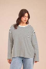 FOX פלאס נשים חולצה חולצה עם פסים| PLUS SIZE חולצה עם פסים| PLUS SIZE