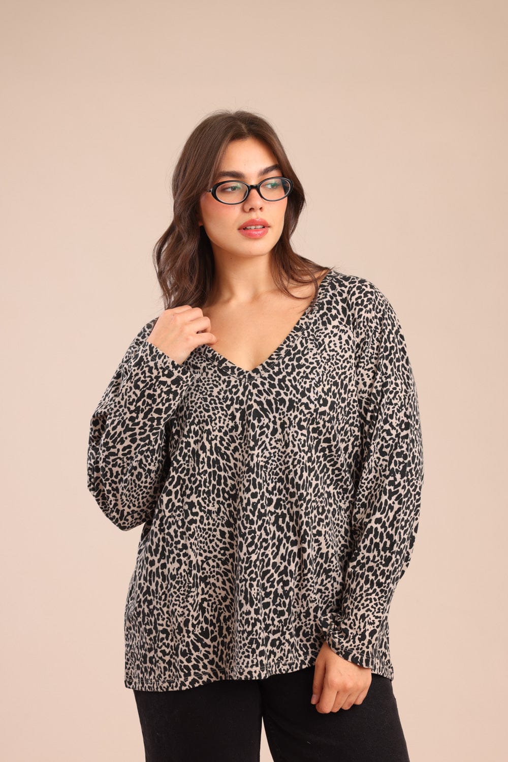 FOX פלאס נשים חולצה חולצה מנומרת| PLUS SIZE חולצה מנומרת| PLUS SIZE