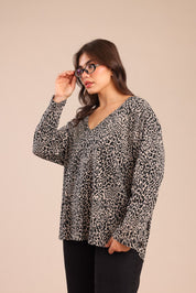 FOX פלאס נשים חולצה חולצה מנומרת| PLUS SIZE חולצה מנומרת| PLUS SIZE