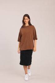 FOX נשים חולצה חולצה 3/4 חלקה חולצה 3/4 חלקה