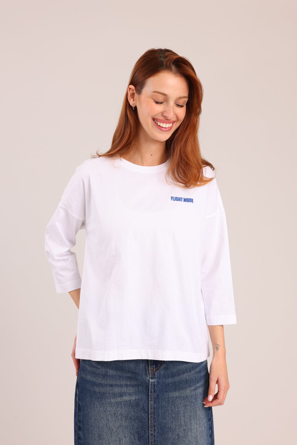 FOX נשים חולצה ארוכה חולצה 3/4 עם הדפס חולצה 3/4 עם הדפס