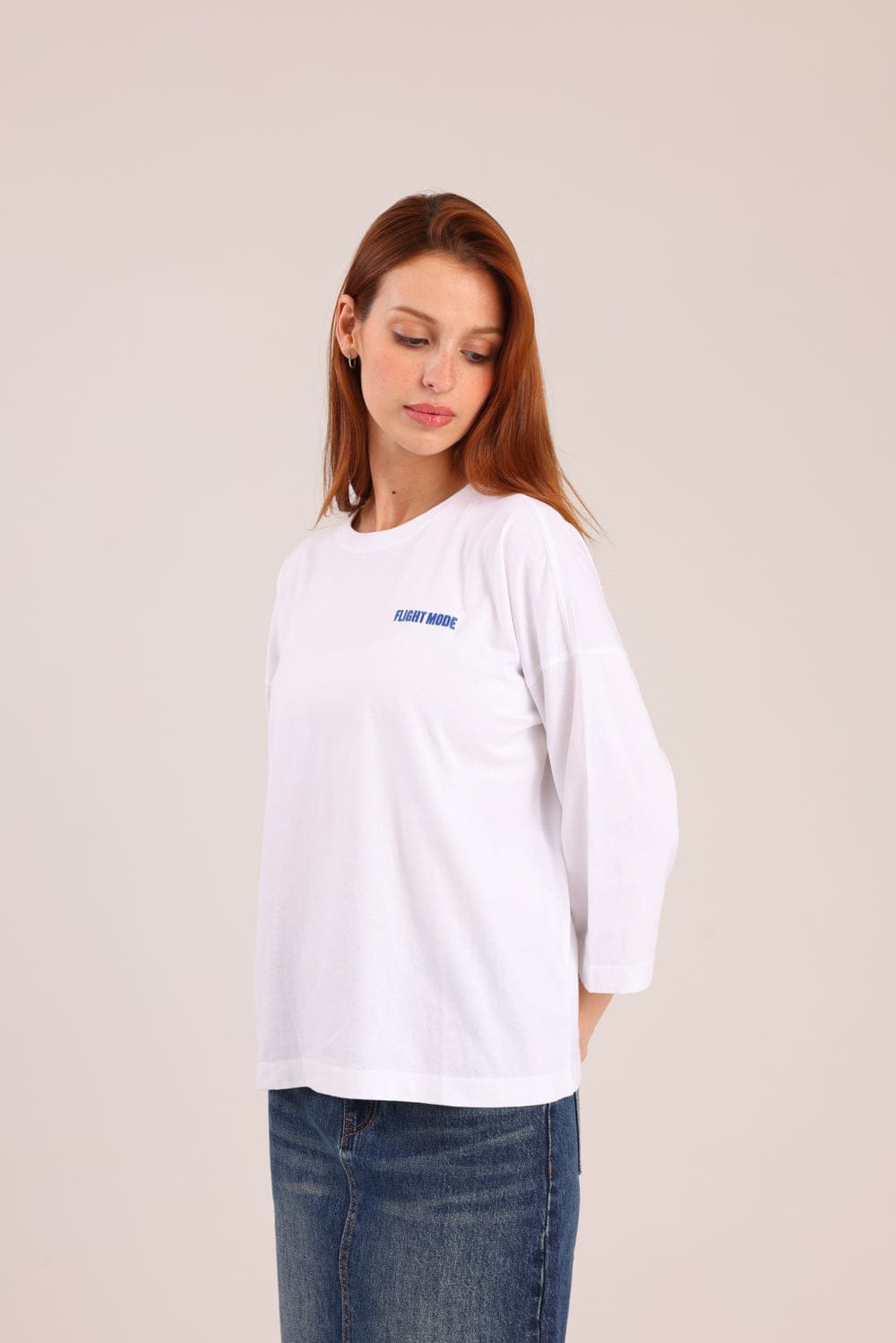 FOX נשים חולצה ארוכה חולצה 3/4 עם הדפס חולצה 3/4 עם הדפס