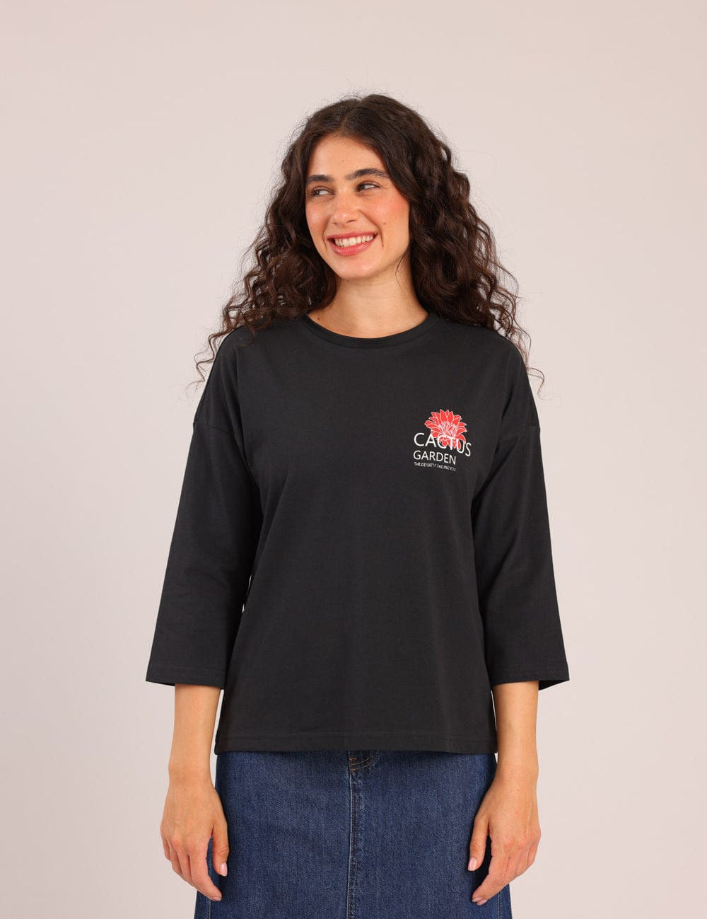 FOX נשים חולצה ארוכה חולצה עם הדפס חולצה עם הדפס