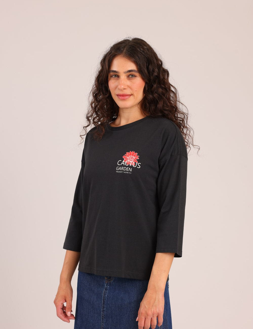 FOX נשים חולצה ארוכה חולצה עם הדפס חולצה עם הדפס
