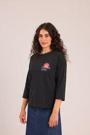 FOX נשים חולצה ארוכה חולצה עם הדפס חולצה עם הדפס