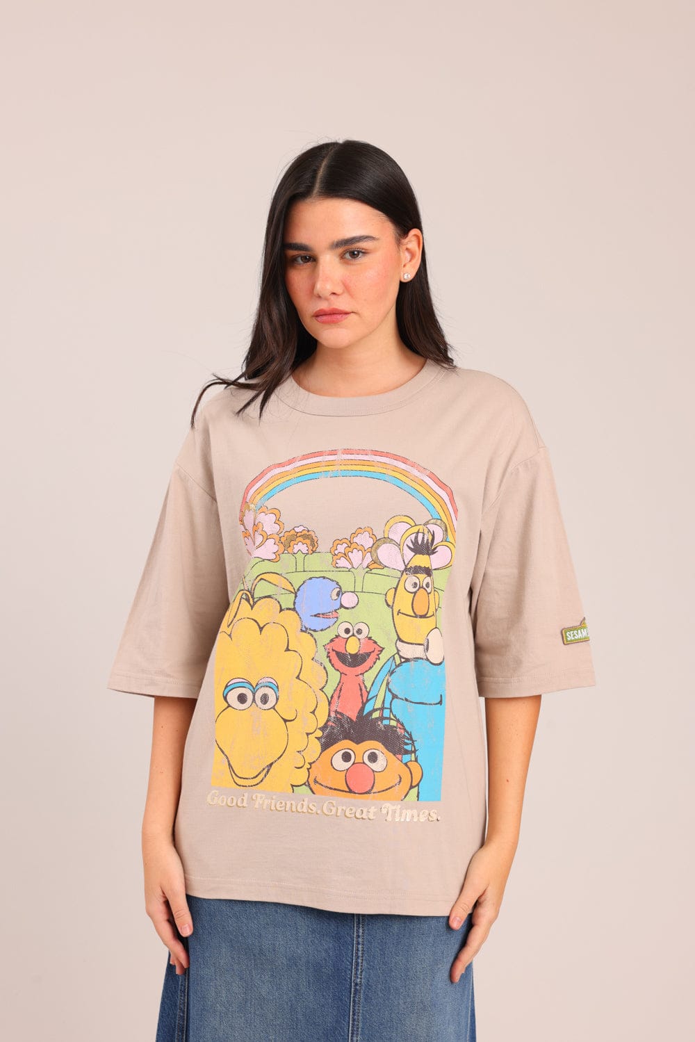 FOX נשים חולצה ארוכה חולצה ממותגת רחוב סומסום חולצה ממותגת רחוב סומסום