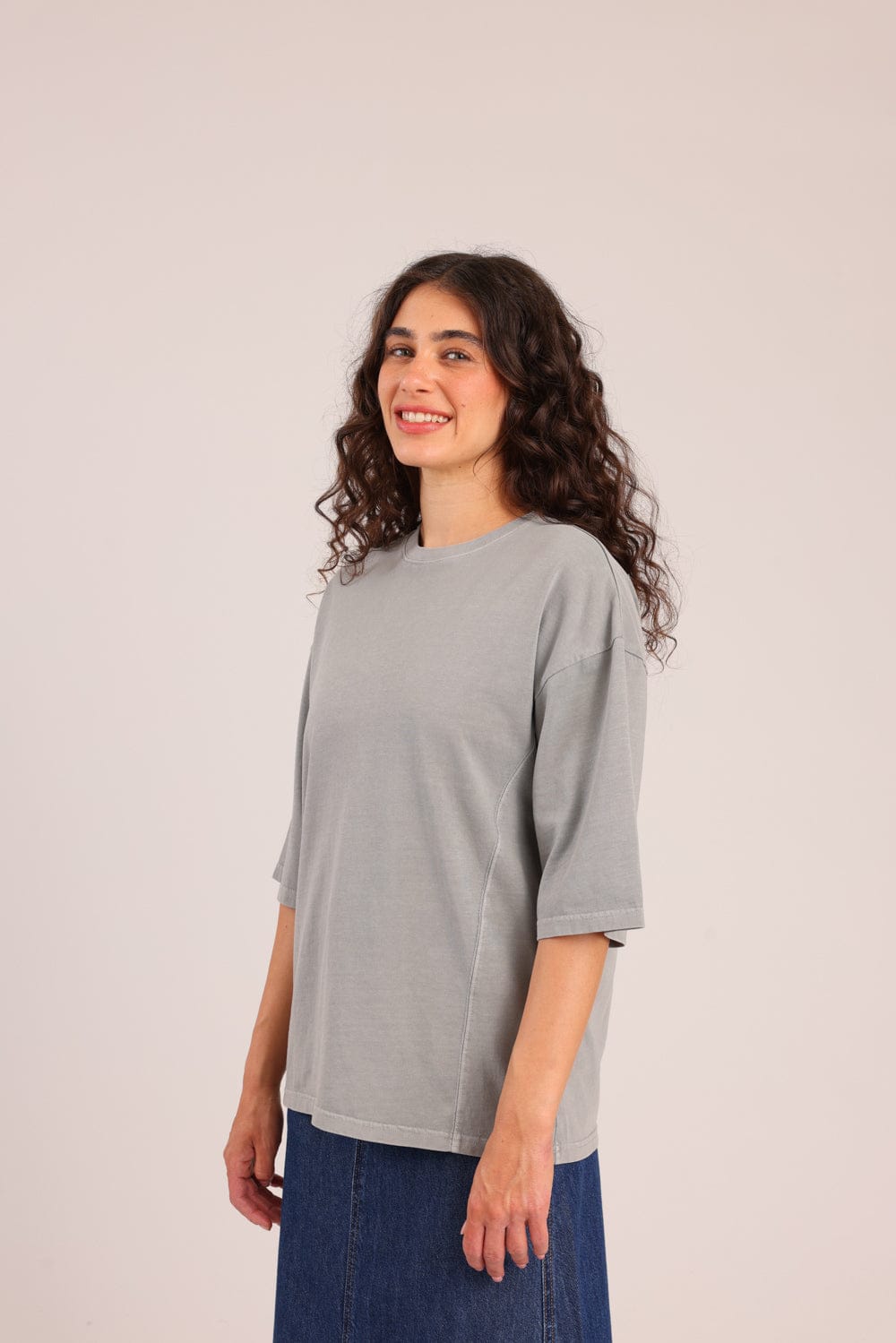 FOX נשים חולצה ארוכה חולצה 3/4 חלקה חולצה 3/4 חלקה