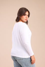 FOX פלאס נשים חולצה חולצת בייסיק עם צווארון עמוק | PLUS SIZE חולצת בייסיק עם צווארון עמוק | PLUS SIZE