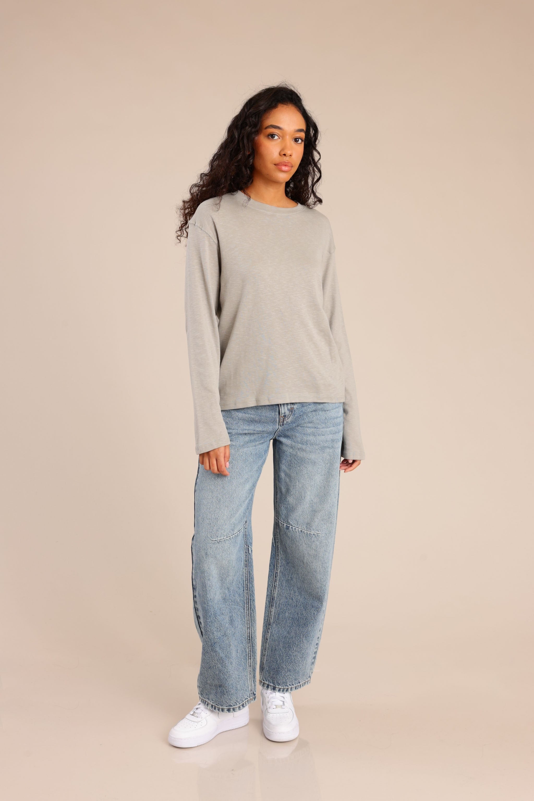 FOX נשים חולצה חולצה חלקה חולצה חלקה