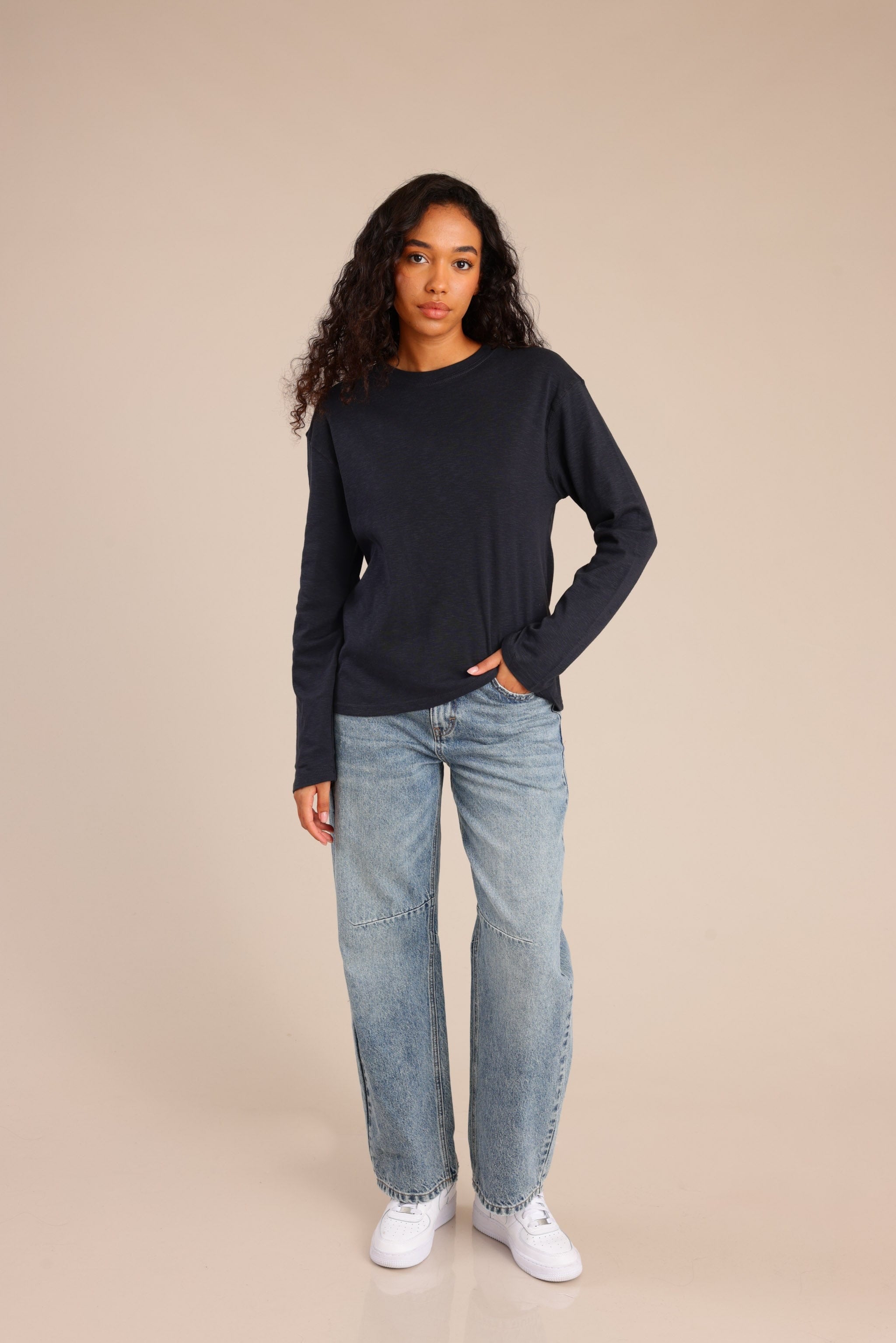 FOX נשים חולצה חולצה חלקה חולצה חלקה