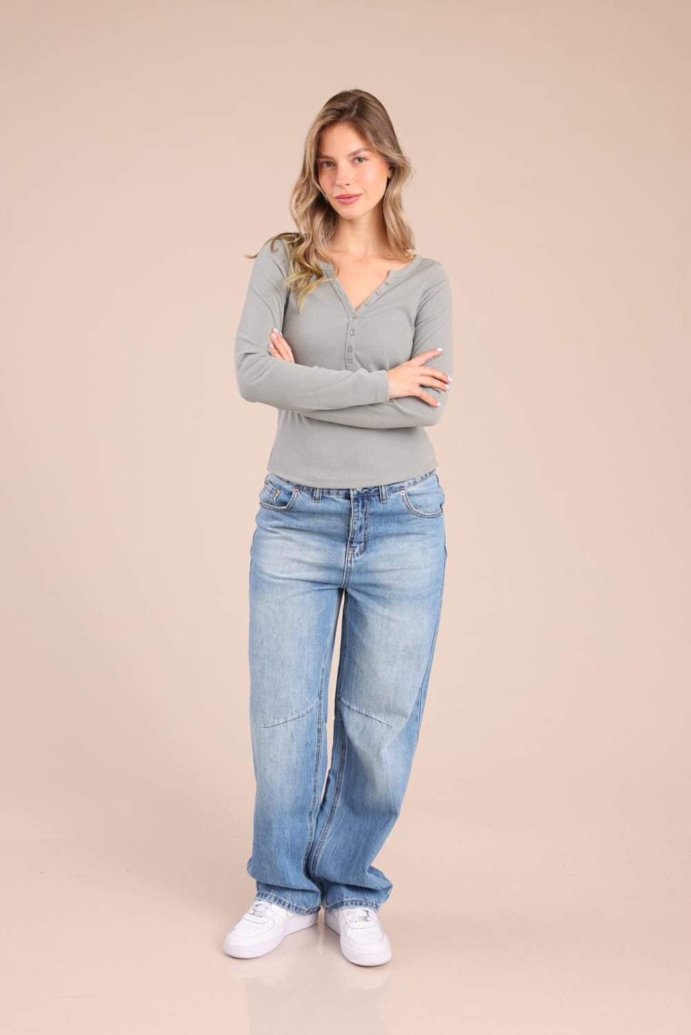 FOX נשים חולצה חולצה עם כפתורים חולצה עם כפתורים