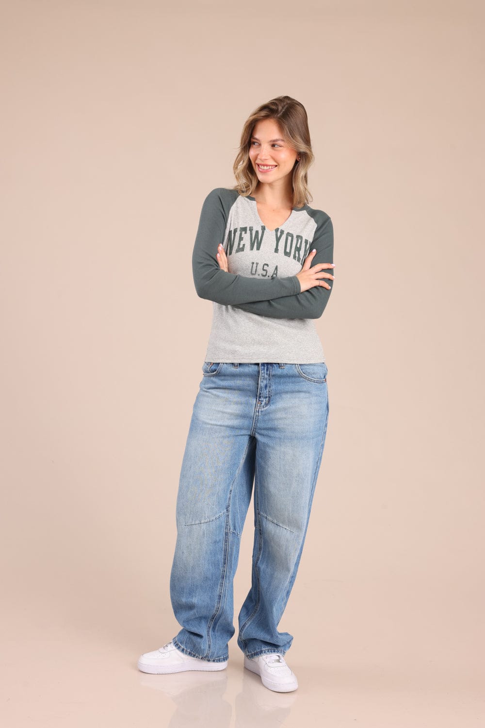 FOX נשים חולצה חולצת רגלן עם הדפס חולצת רגלן עם הדפס