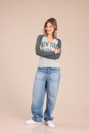 FOX נשים חולצה חולצת רגלן עם הדפס חולצת רגלן עם הדפס