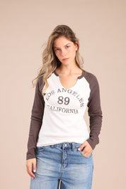 FOX נשים חולצה חולצת רגלן עם הדפס חולצת רגלן עם הדפס