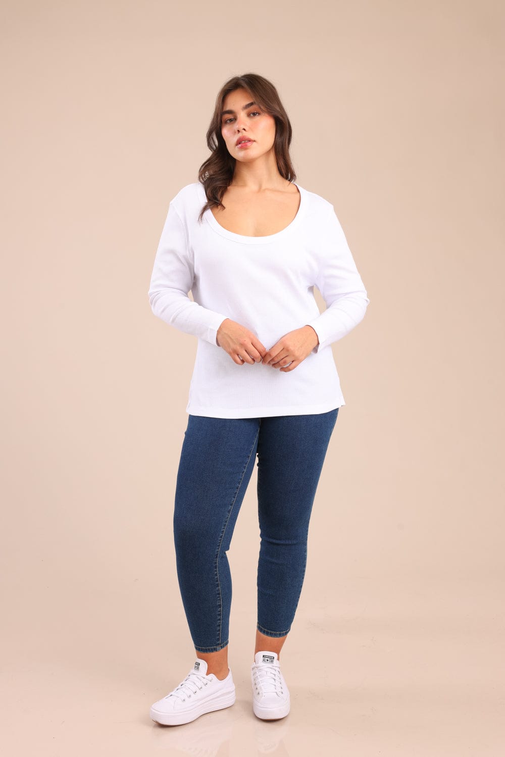 FOX פלאס נשים חולצה חולצה חלקה| PLUS SIZE חולצה חלקה| PLUS SIZE