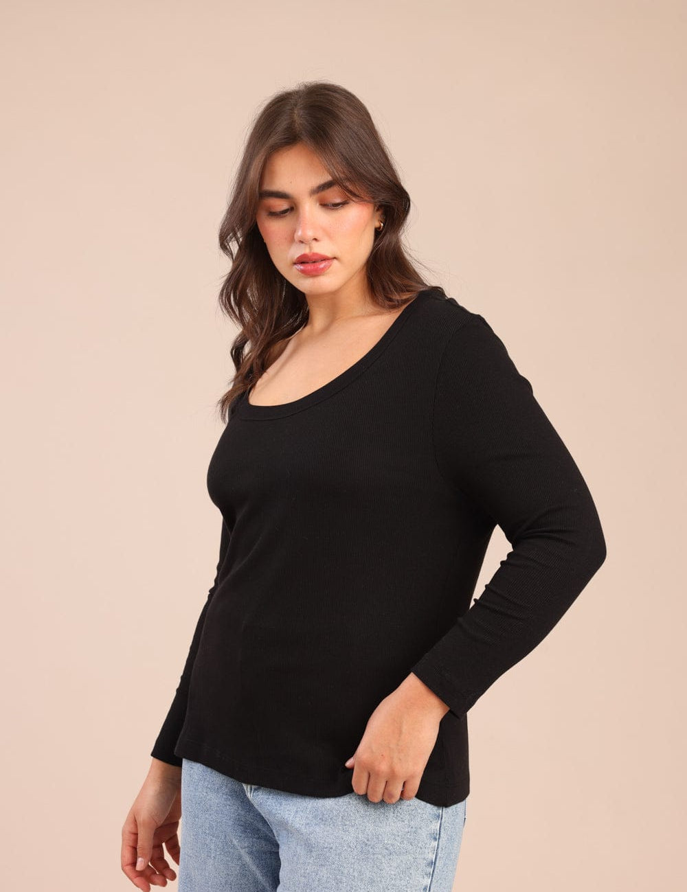 FOX פלאס נשים חולצה חולצה חלקה| PLUS SIZE חולצה חלקה| PLUS SIZE