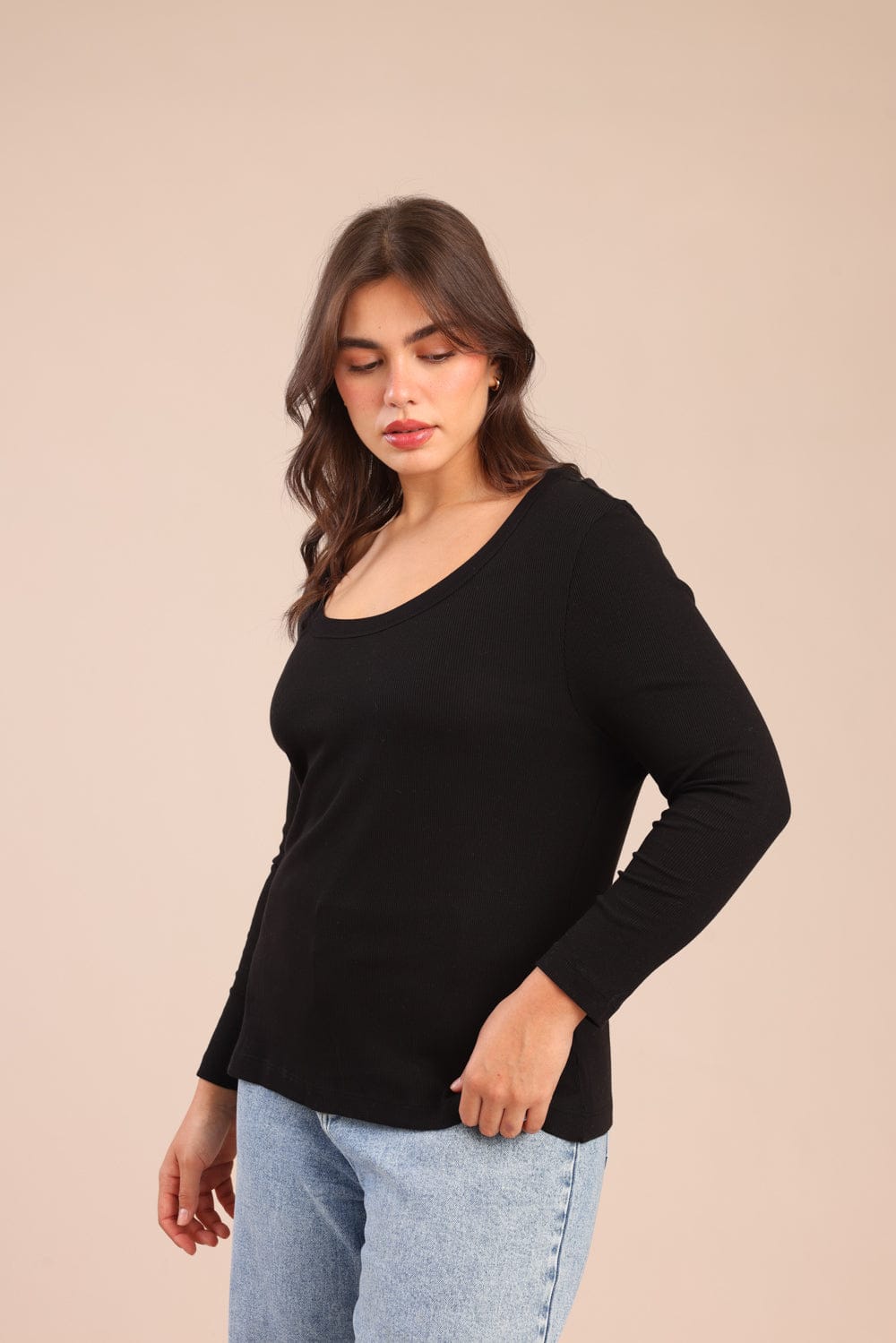 FOX פלאס נשים חולצה חולצה חלקה| PLUS SIZE חולצה חלקה| PLUS SIZE