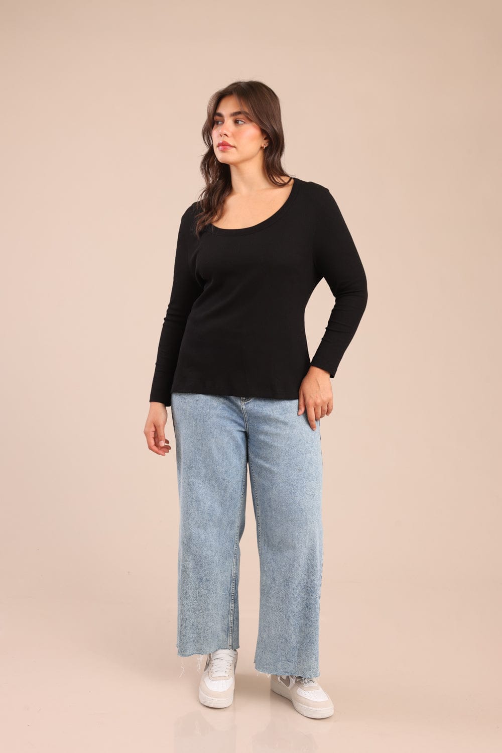 FOX פלאס נשים חולצה חולצה חלקה| PLUS SIZE חולצה חלקה| PLUS SIZE