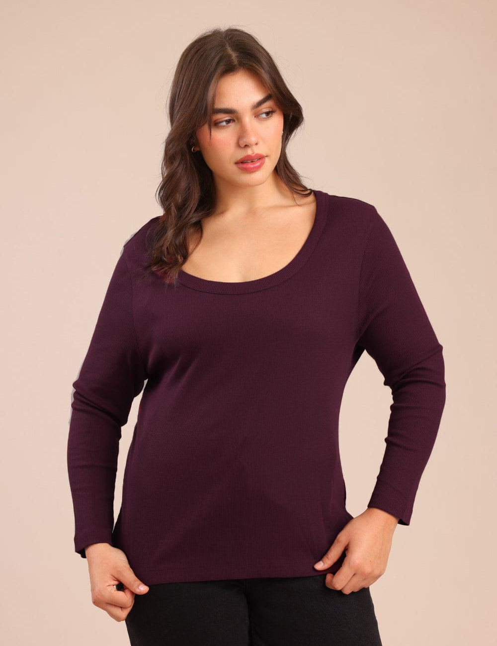 FOX פלאס נשים חולצה חולצה חלקה| PLUS SIZE חולצה חלקה| PLUS SIZE