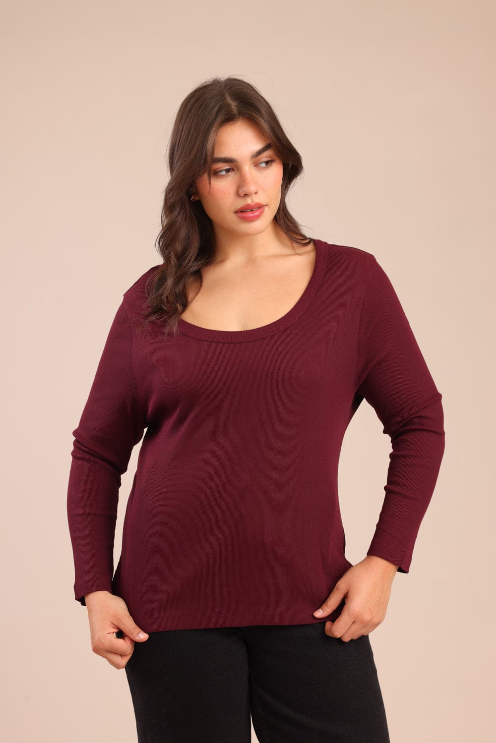 FOX פלאס נשים חולצה חולצה חלקה| PLUS SIZE חולצה חלקה| PLUS SIZE