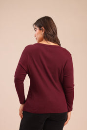 FOX פלאס נשים חולצה חולצה חלקה| PLUS SIZE חולצה חלקה| PLUS SIZE