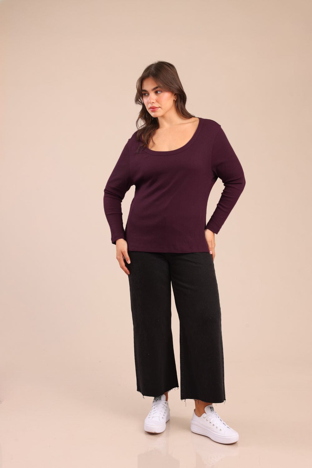 FOX פלאס נשים חולצה חולצה חלקה| PLUS SIZE חולצה חלקה| PLUS SIZE