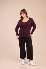 FOX פלאס נשים חולצה חולצה חלקה| PLUS SIZE חולצה חלקה| PLUS SIZE