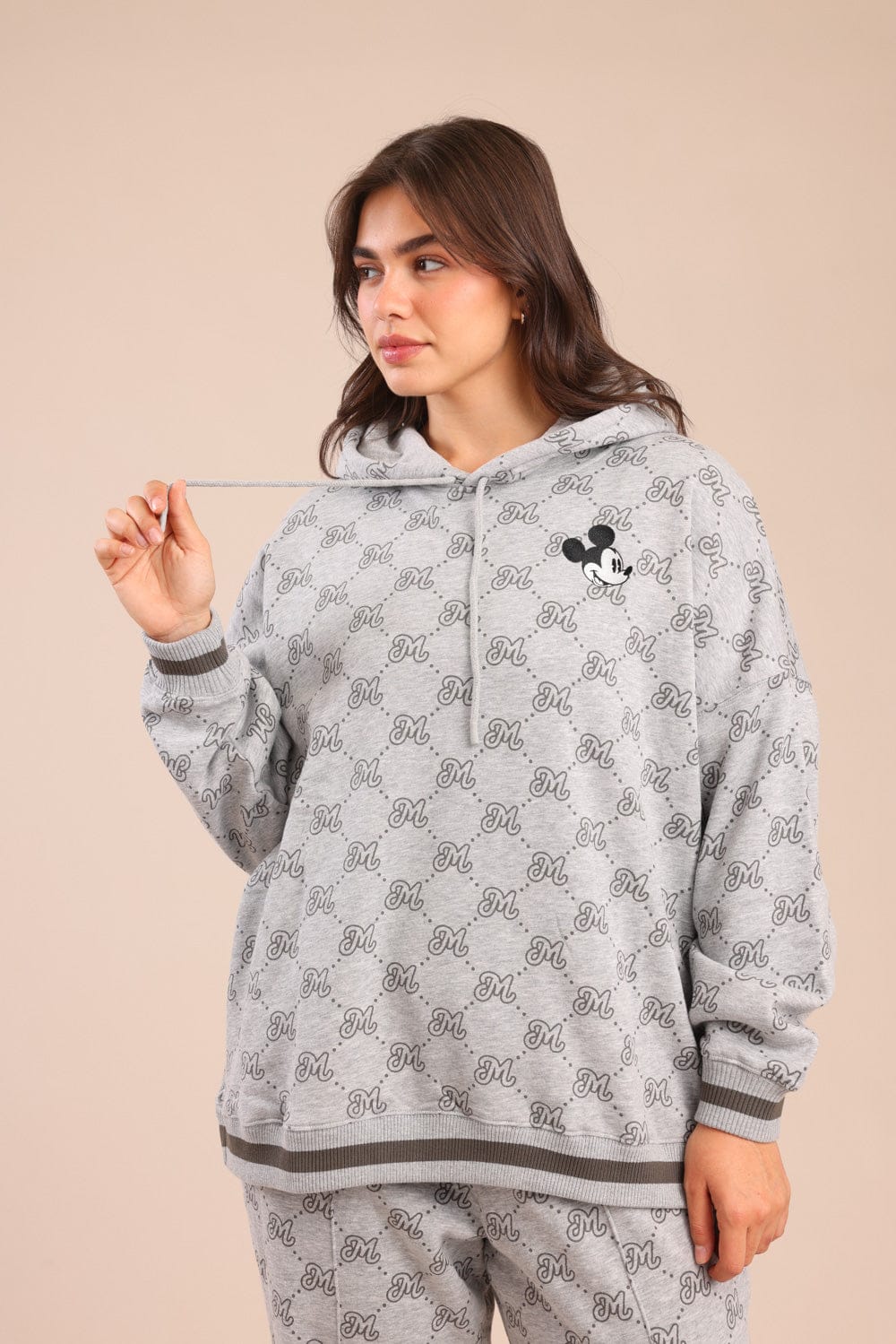 FOX פלאס נשים פוטרים פוטר קפוצ'ון ממותג מיקי מאוס| PLUS SIZE פוטר קפוצ'ון ממותג מיקי מאוס| PLUS SIZE