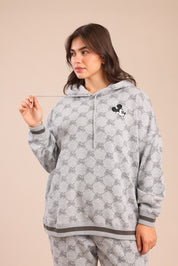 FOX פלאס נשים פוטרים פוטר קפוצ'ון ממותג מיקי מאוס| PLUS SIZE פוטר קפוצ'ון ממותג מיקי מאוס| PLUS SIZE