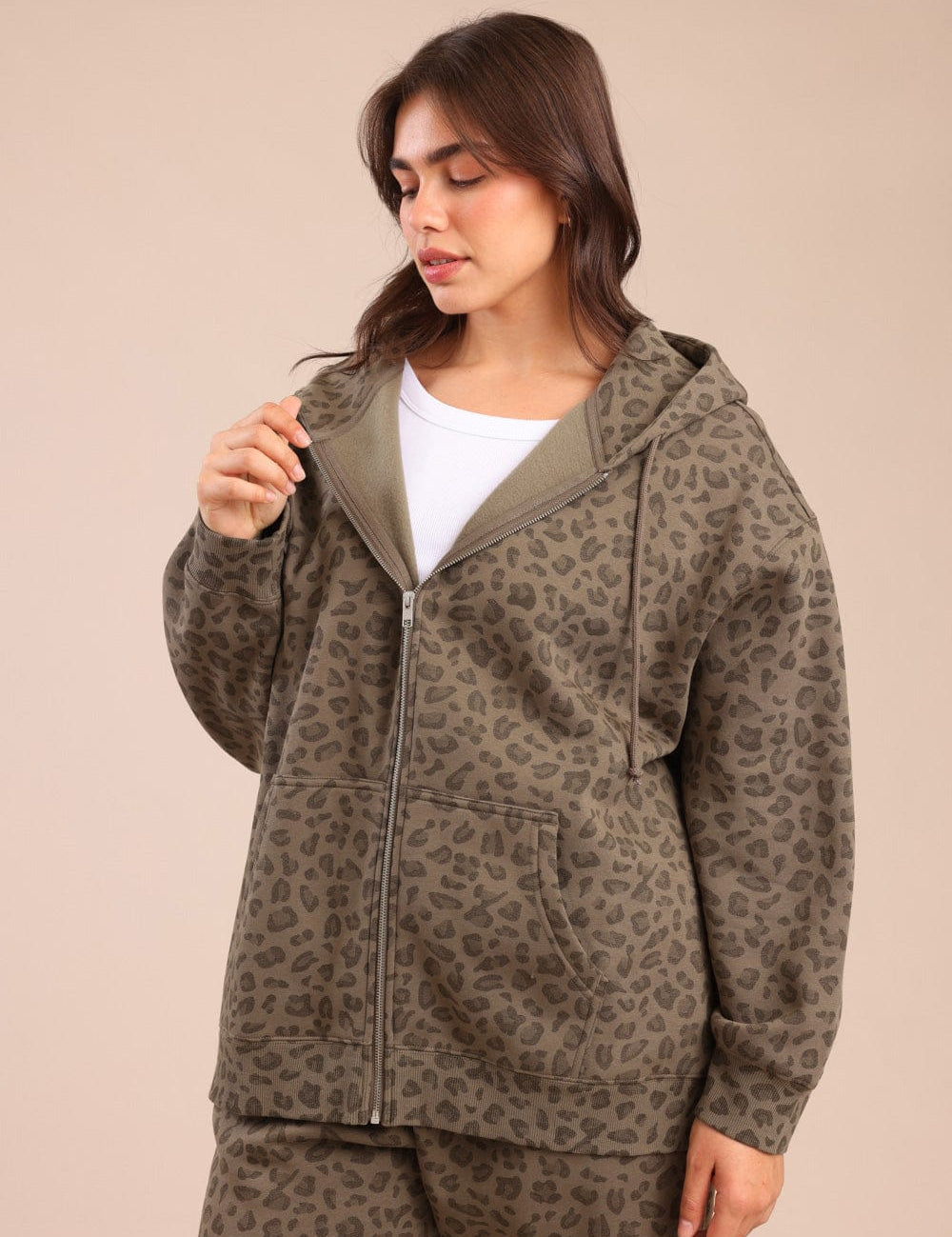 FOX פלאס נשים פוטרים פוטר קפוצ'ון עם הדפס | PLUS SIZE פוטר קפוצ'ון עם הדפס | PLUS SIZE