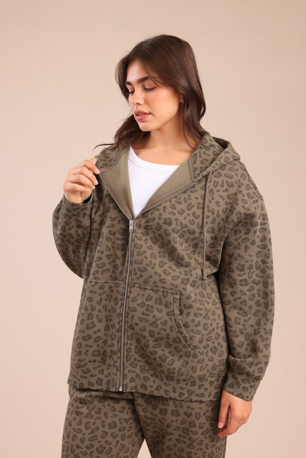 FOX פלאס נשים פוטרים פוטר קפוצ'ון עם הדפס | PLUS SIZE פוטר קפוצ'ון עם הדפס | PLUS SIZE