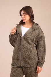 FOX פלאס נשים פוטרים פוטר קפוצ'ון עם הדפס | PLUS SIZE פוטר קפוצ'ון עם הדפס | PLUS SIZE