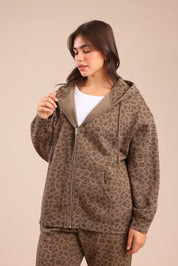 FOX פלאס נשים פוטרים פוטר קפוצ'ון עם הדפס | PLUS SIZE פוטר קפוצ'ון עם הדפס | PLUS SIZE