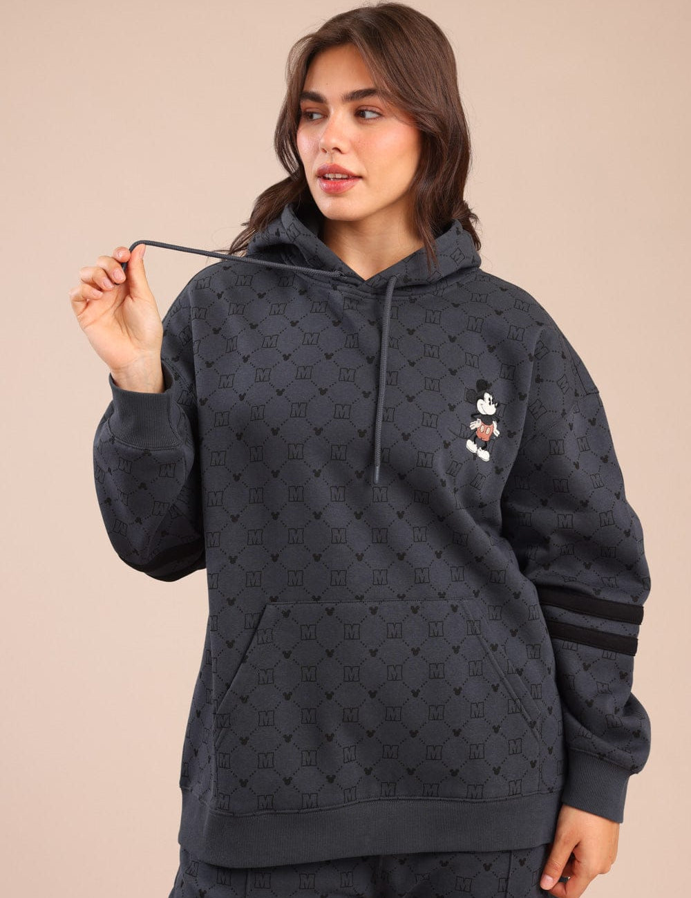 FOX פלאס נשים פוטרים פוטר קפוצ'ון ממותג מיקי מאוס| PLUS SIZE פוטר קפוצ'ון ממותג מיקי מאוס| PLUS SIZE