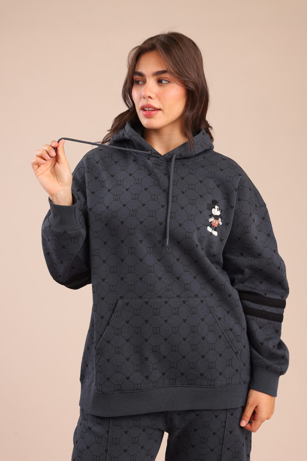 FOX פלאס נשים פוטרים פוטר קפוצ'ון ממותג מיקי מאוס| PLUS SIZE פוטר קפוצ'ון ממותג מיקי מאוס| PLUS SIZE