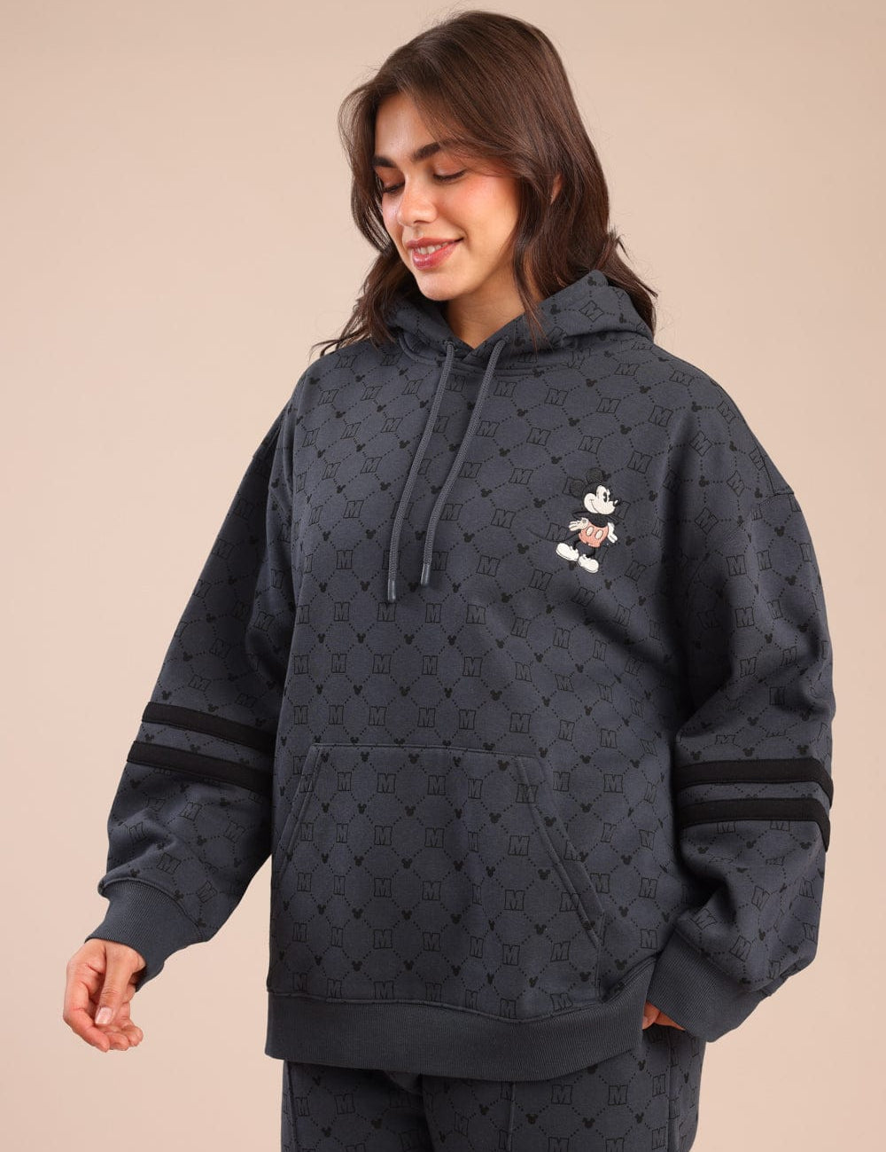 FOX פלאס נשים פוטרים פוטר קפוצ'ון ממותג מיקי מאוס| PLUS SIZE פוטר קפוצ'ון ממותג מיקי מאוס| PLUS SIZE