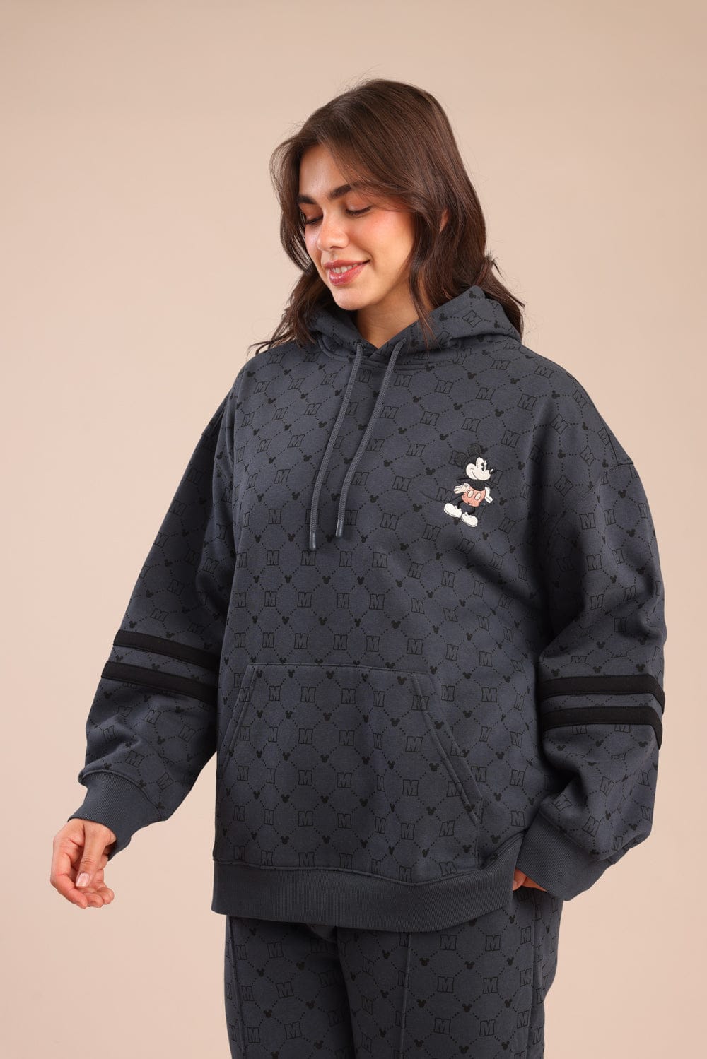 FOX פלאס נשים פוטרים פוטר קפוצ'ון ממותג מיקי מאוס| PLUS SIZE פוטר קפוצ'ון ממותג מיקי מאוס| PLUS SIZE