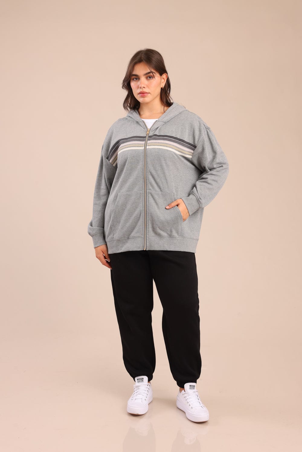 FOX פלאס נשים פוטרים פוטר קרדיגן קפוצ'ון| PLUS SIZE פוטר קרדיגן קפוצ'ון| PLUS SIZE