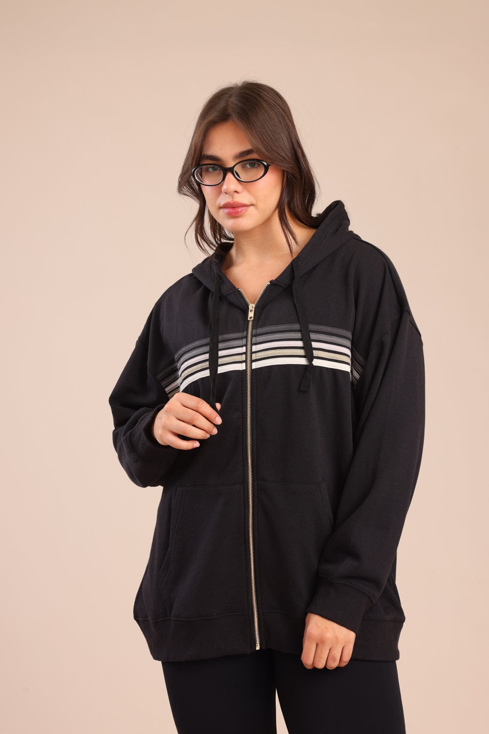 FOX פלאס נשים פוטרים פוטר קרדיגן קפוצ'ון| PLUS SIZE פוטר קרדיגן קפוצ'ון| PLUS SIZE