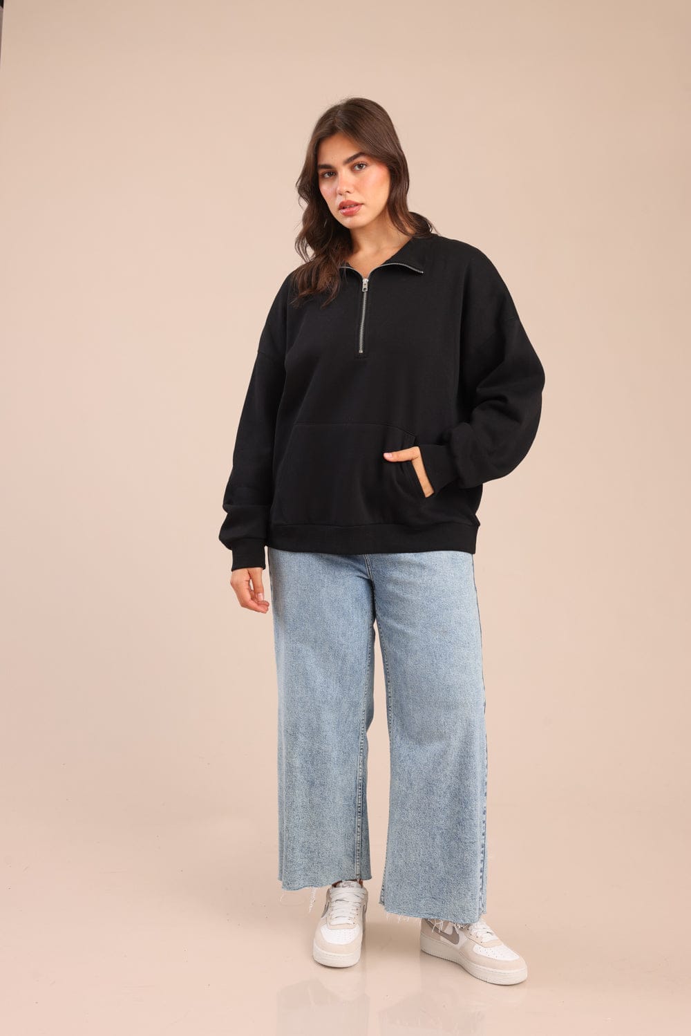 FOX פלאס נשים פוטרים פוטר חצי רוכסן| PLUS SIZE פוטר חצי רוכסן| PLUS SIZE