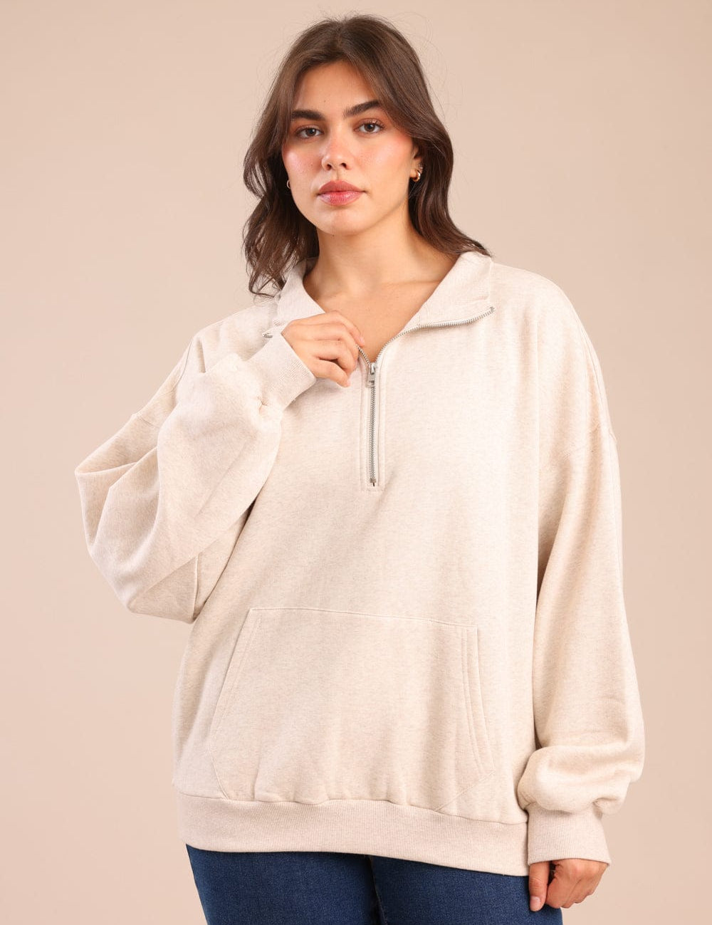 FOX פלאס נשים פוטרים פוטר חצי רוכסן| PLUS SIZE פוטר חצי רוכסן| PLUS SIZE