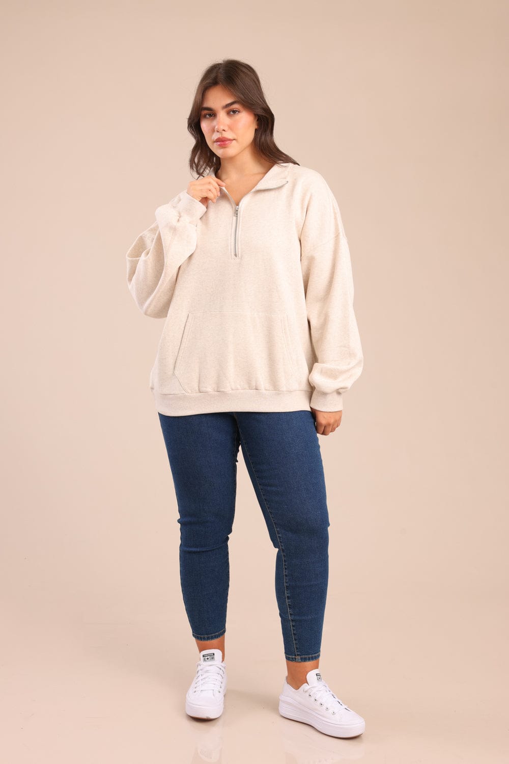 FOX פלאס נשים פוטרים פוטר חצי רוכסן| PLUS SIZE פוטר חצי רוכסן| PLUS SIZE