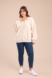 FOX פלאס נשים פוטרים פוטר חצי רוכסן| PLUS SIZE פוטר חצי רוכסן| PLUS SIZE