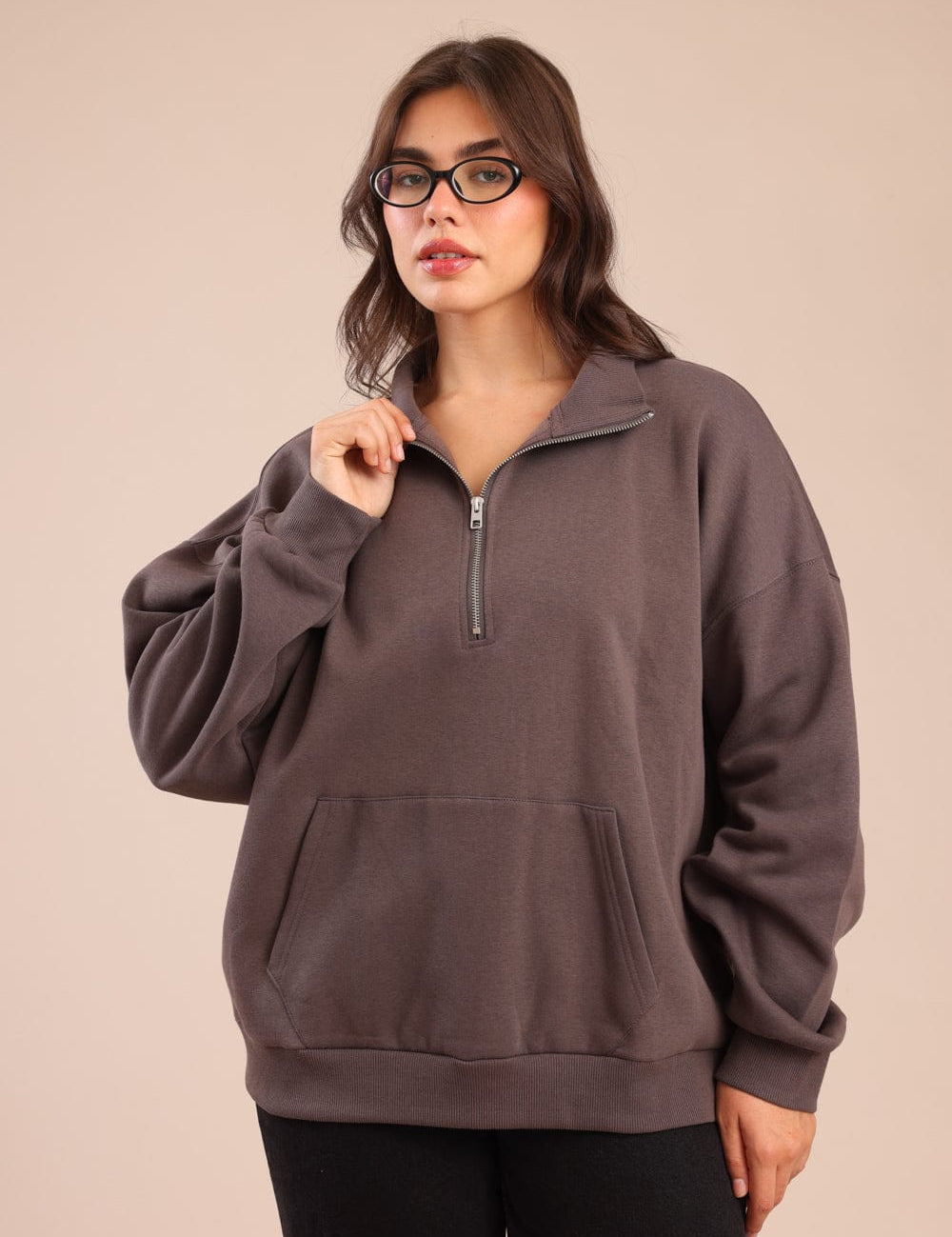 FOX פלאס נשים פוטרים פוטר חצי רוכסן| PLUS SIZE פוטר חצי רוכסן| PLUS SIZE