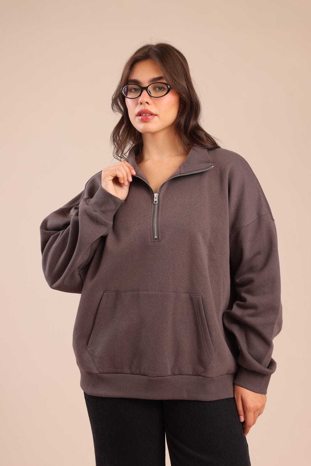 FOX פלאס נשים פוטרים פוטר חצי רוכסן| PLUS SIZE פוטר חצי רוכסן| PLUS SIZE