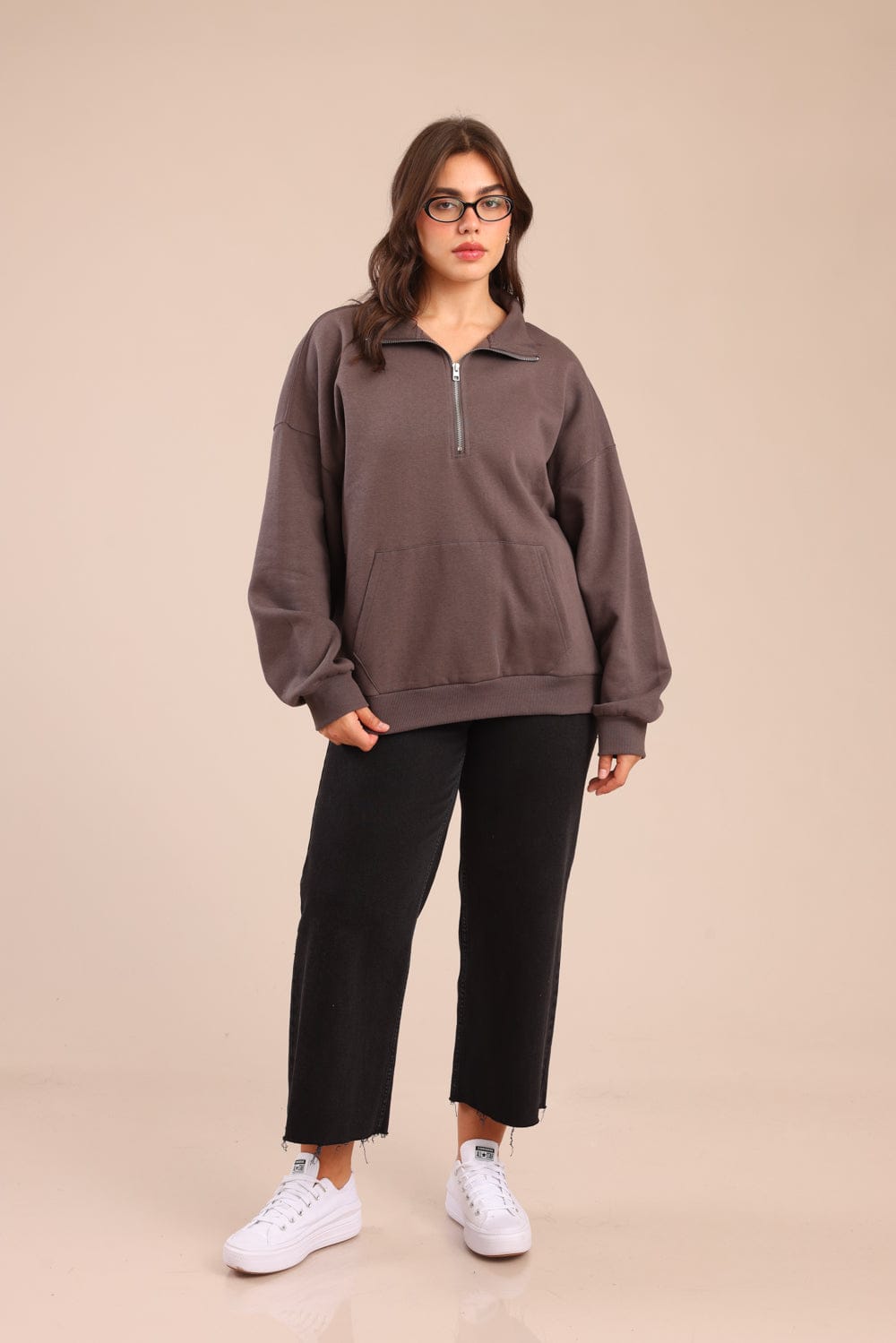 FOX פלאס נשים פוטרים פוטר חצי רוכסן| PLUS SIZE פוטר חצי רוכסן| PLUS SIZE