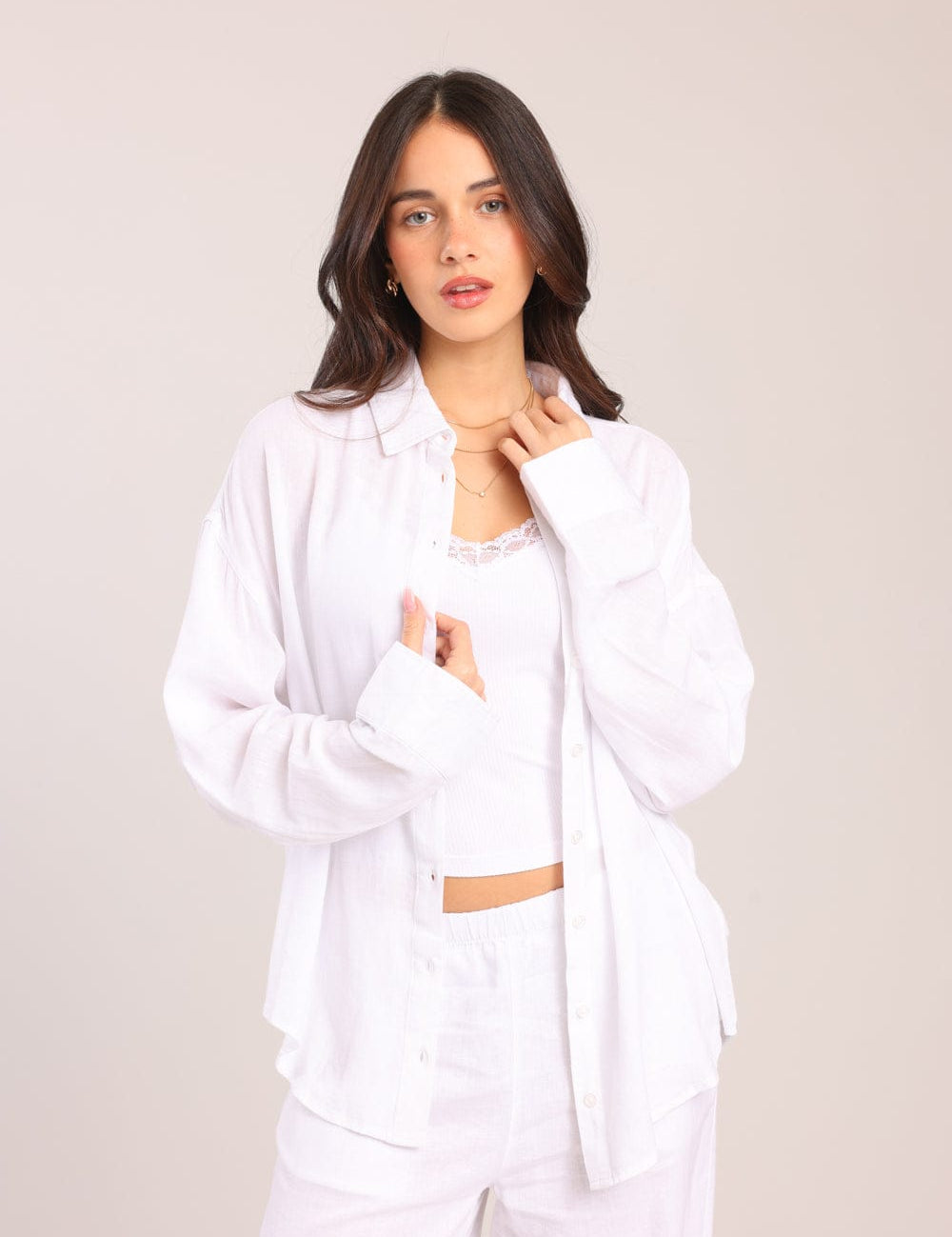 FOX נשים חולצה חולצה מכופתרת חולצה מכופתרת